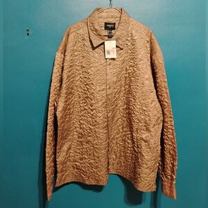 Textured Tan Button-Up Shirt